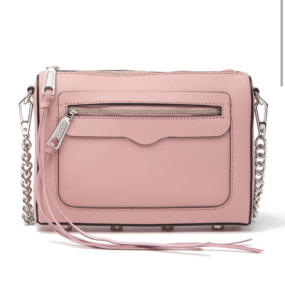 Rebecca Minkoff Avery Crossbody Bag Pink Saffiano Leather Detachable Strap NWOT